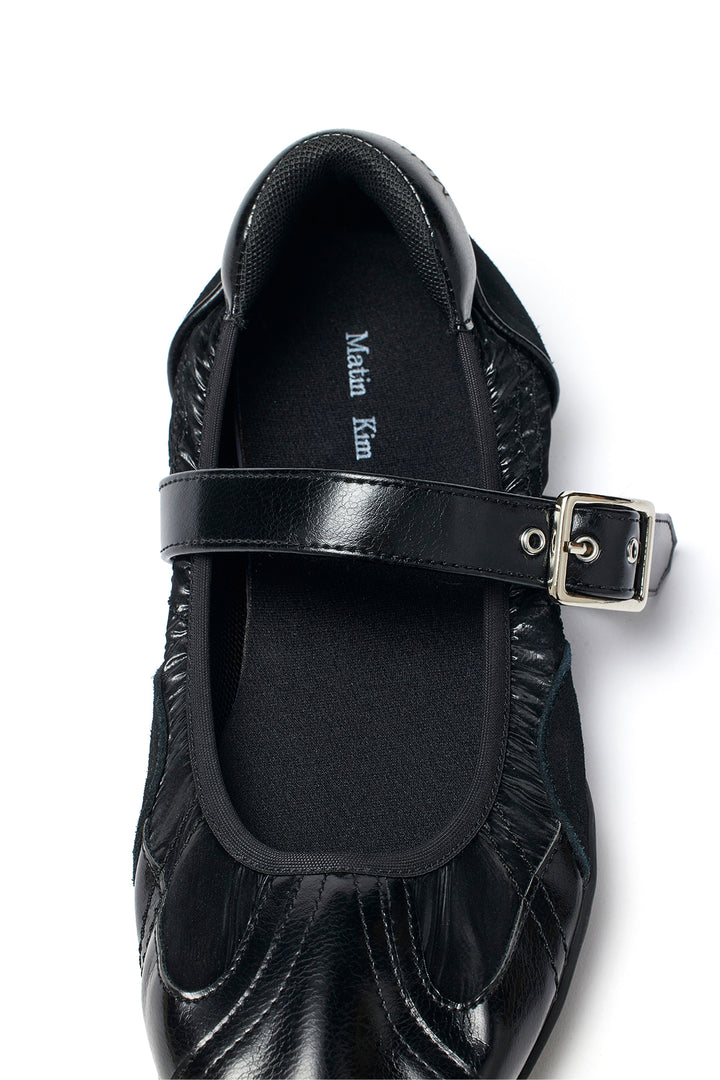 Matin Kim Shirring Point Round Mary Jane — Black