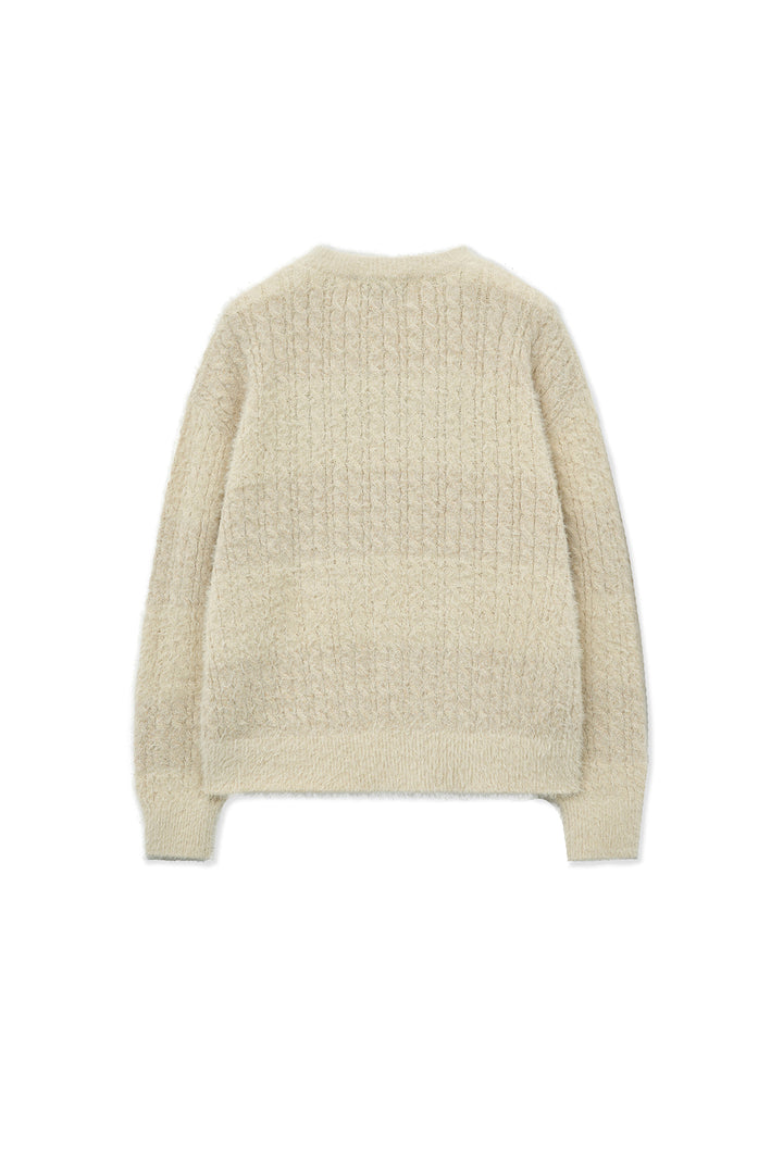 Matin Kim Hairy Cable Knit Pullover Light — Beige