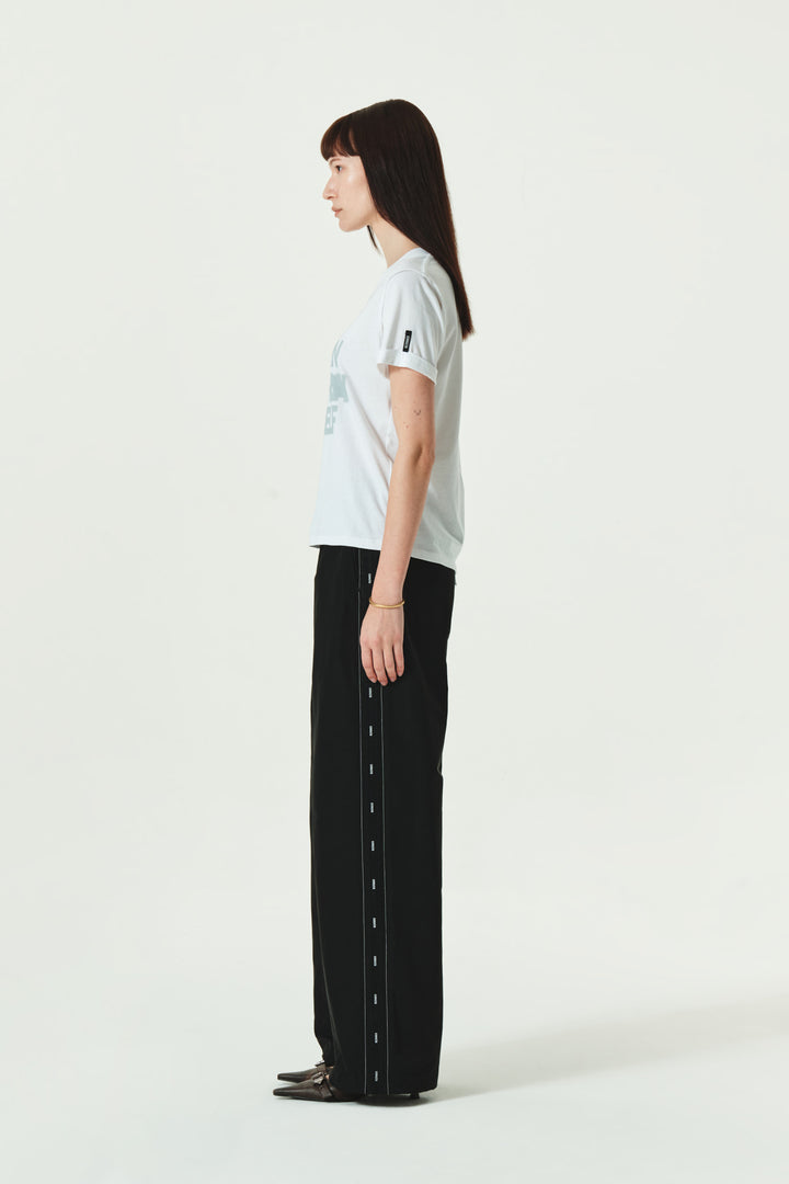 KIMMATIN Sleeve Foldover Lettering Point Top — White