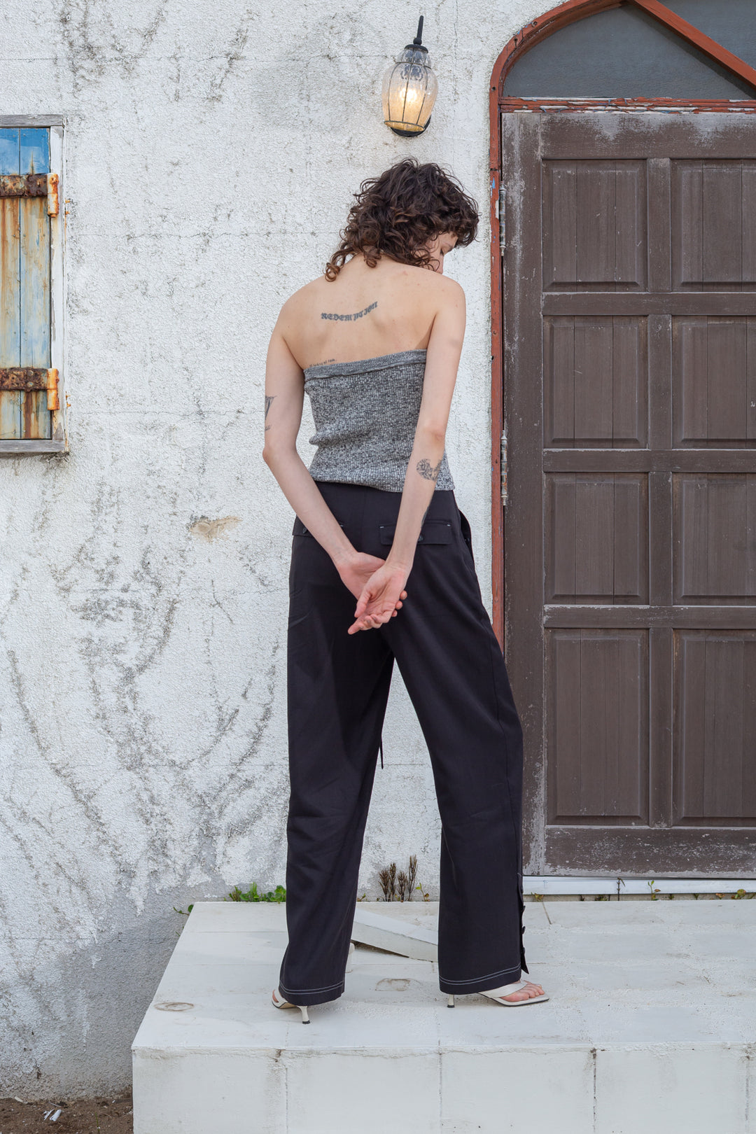 Matin Kim Button Point String Wide Pants — Black