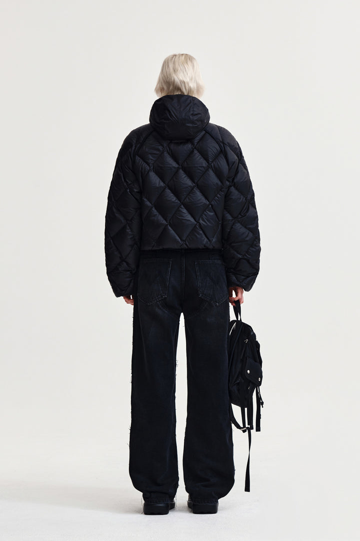 Matin Kim Quilting Hoody Lightweight Jumper — Black