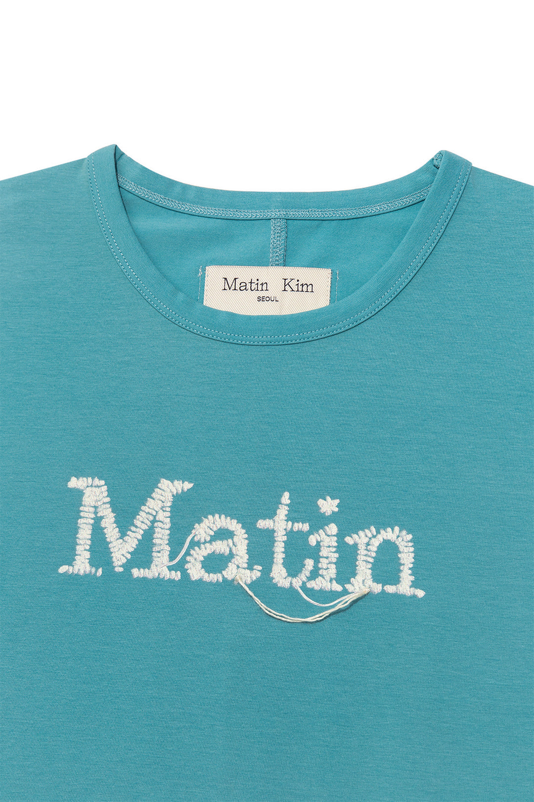 Matin Kim Stitch Printing Detail Crop Top — Blue