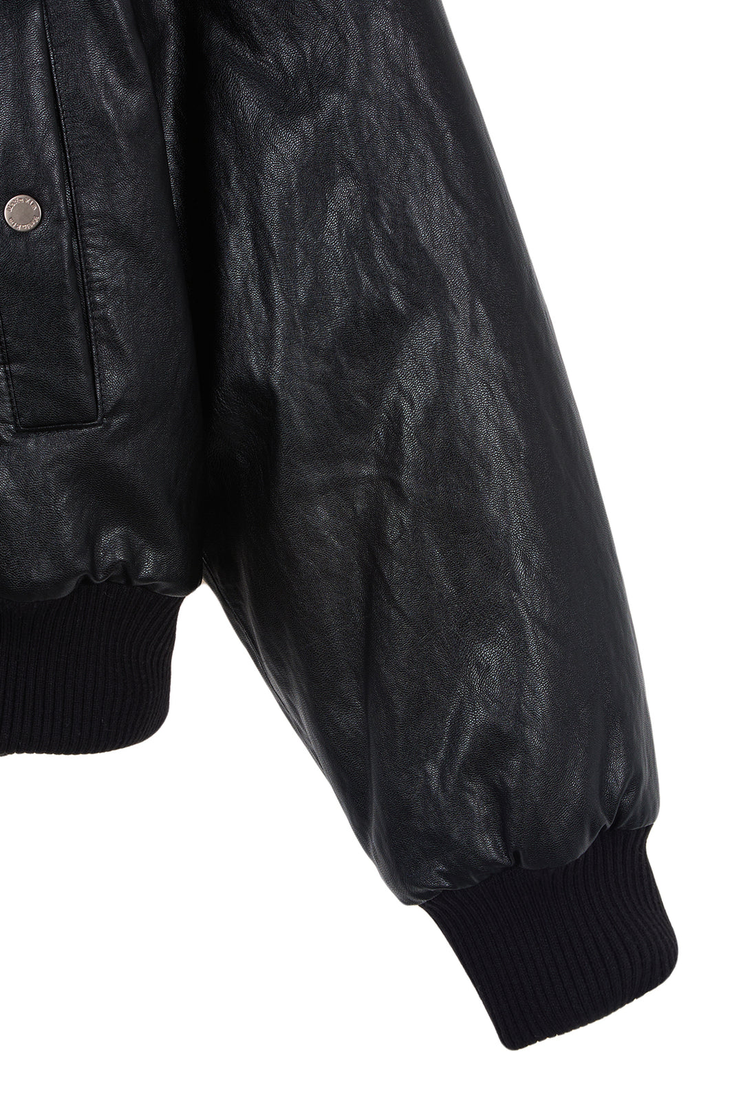 Matin Kim Faux Leather Zip-Up Hoody — Black