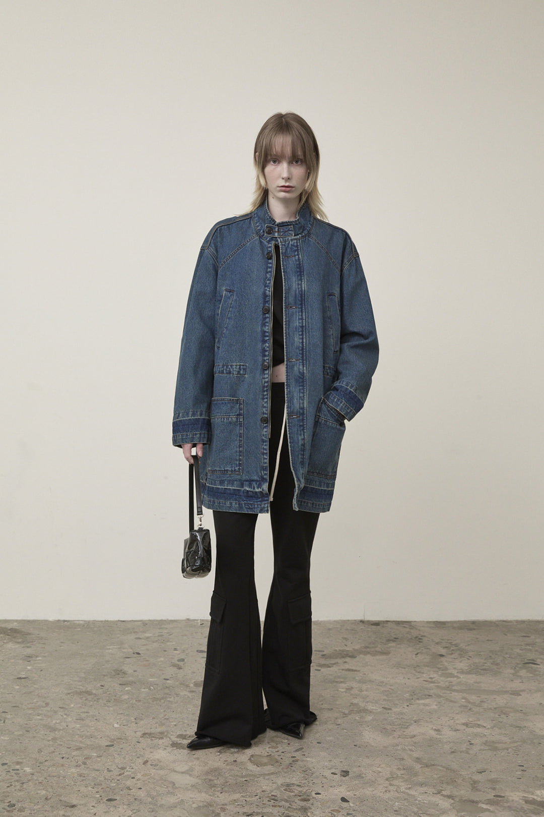 Matin Kim Pocket Point Midi Denim Jumper — Blue