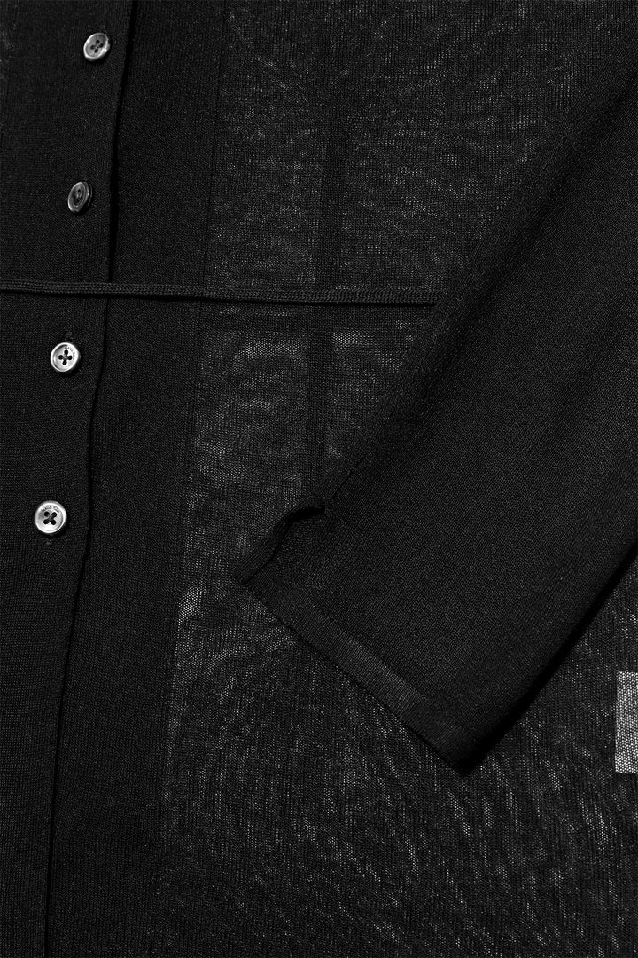 Matin Kim String Point Plain Long Cardigan — Black