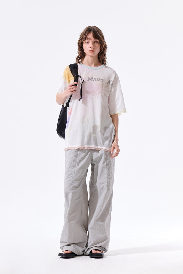 Matin Kim Multi Panel Parachute Pants — Light Grey
