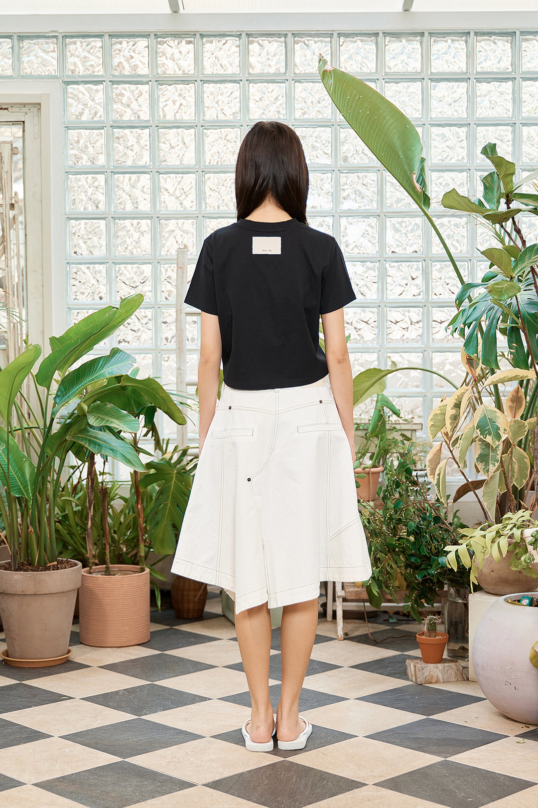 Matin Kim Logo Thread Point Crop Top — Black