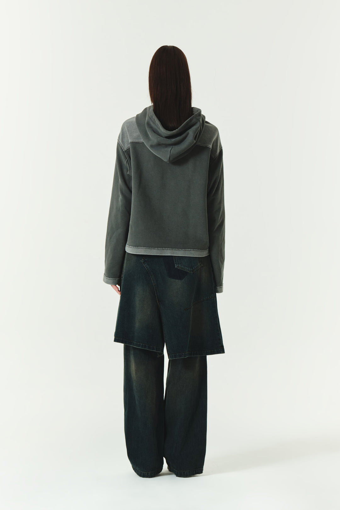 KIMMATIN Logo Point Pigment Dyed Hoodie — Charcoal