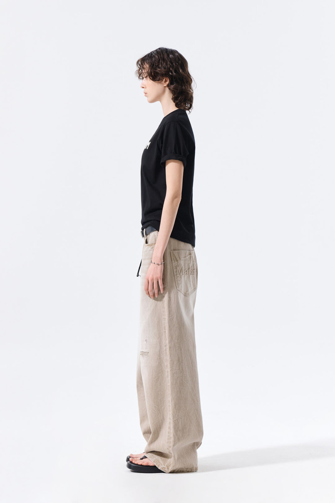 Matin Kim Applique Felt Logo Top — Black