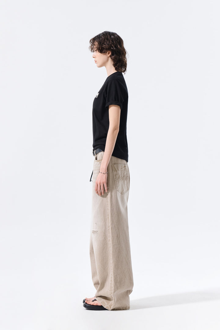 Matin Kim Applique Felt Logo Top — Black