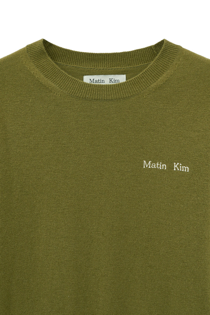 Matin Kim Cashmere Blended Round Knit — Olive