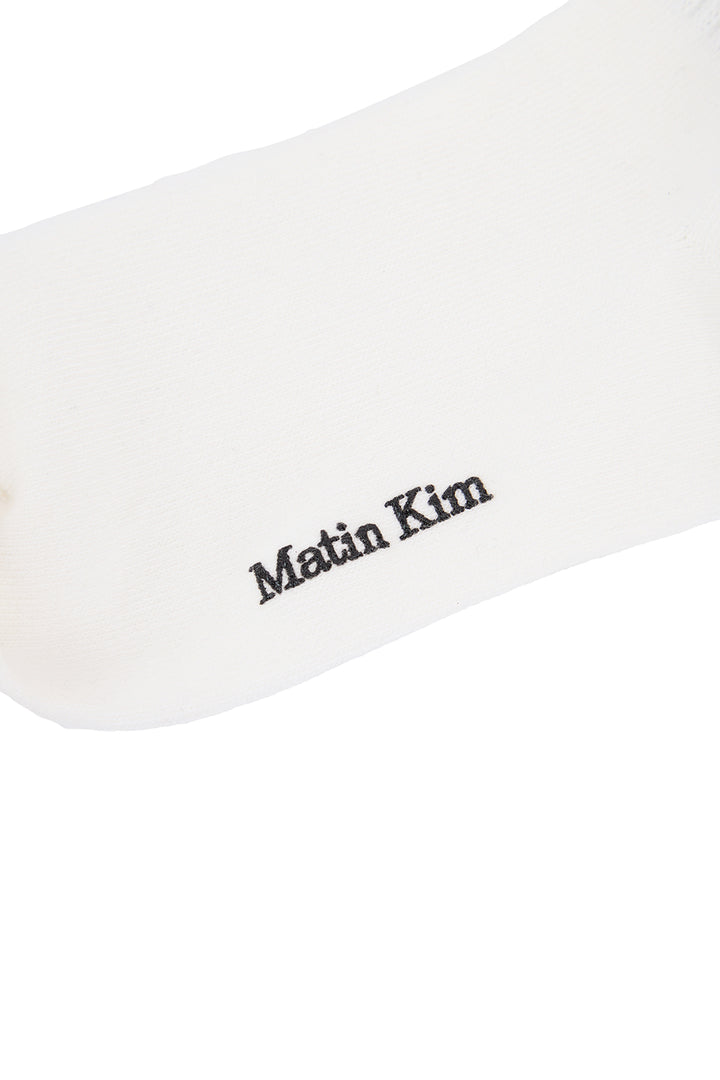 Matin Kim Small Logo Point Ribbed Socks — White