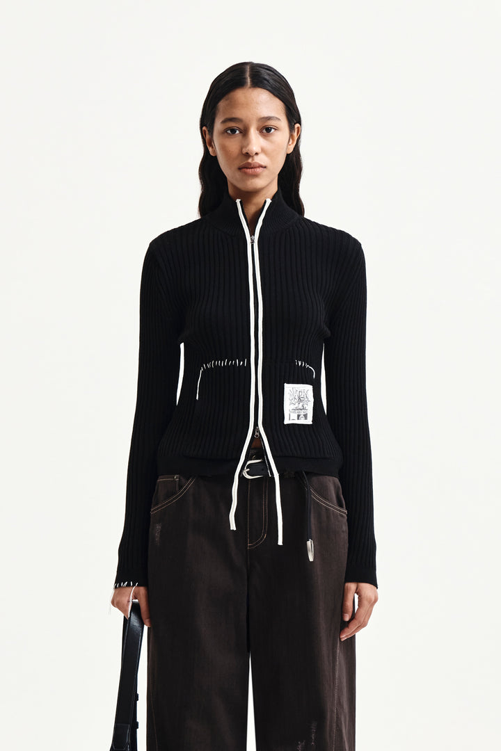 Matin Kim Handcraft Slim Fit Cardigan — Black