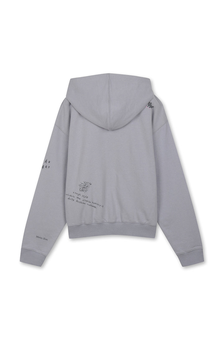 Matin Kim Graffiti Artwork Zip Hoody — Smoke — Blue