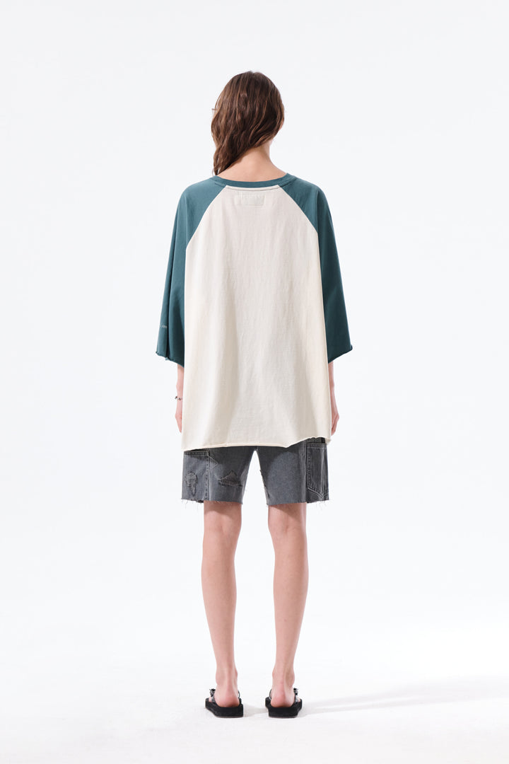 Matin Kim Raw Edge Raglan Top — Cream