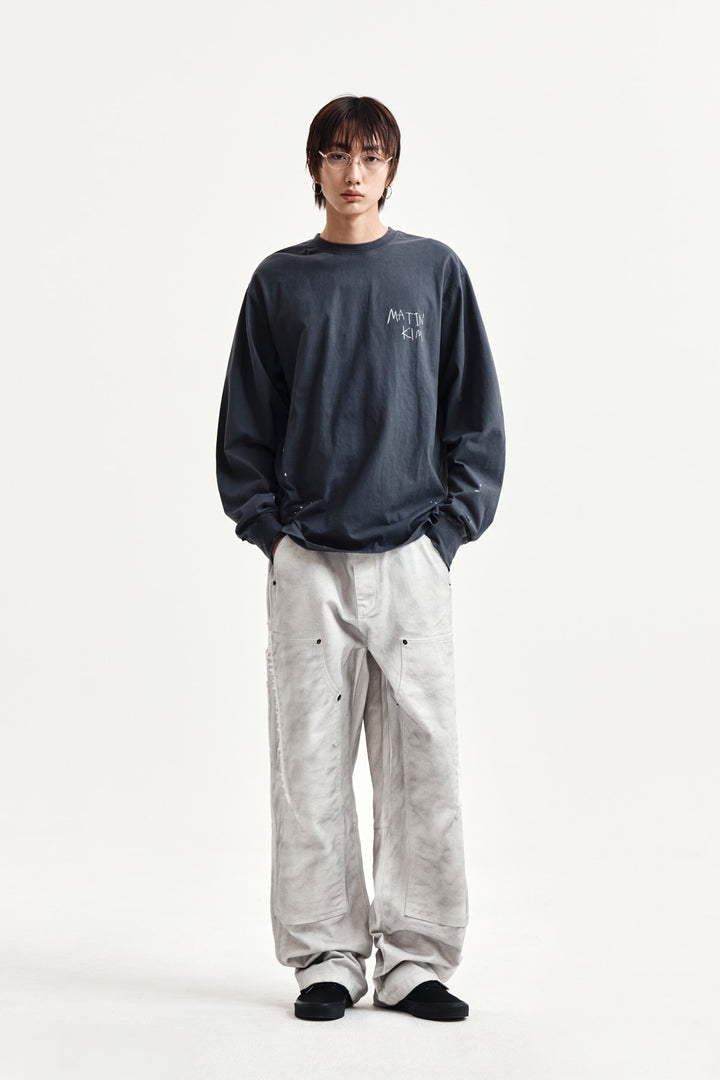 Matin Kim Vintage Washed Logo Top — Charcoal