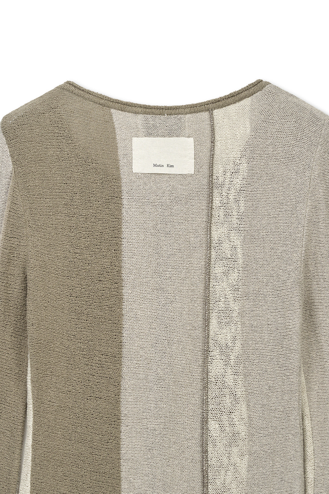 Matin Kim Color Block Slim Knit Cardigan — Beige
