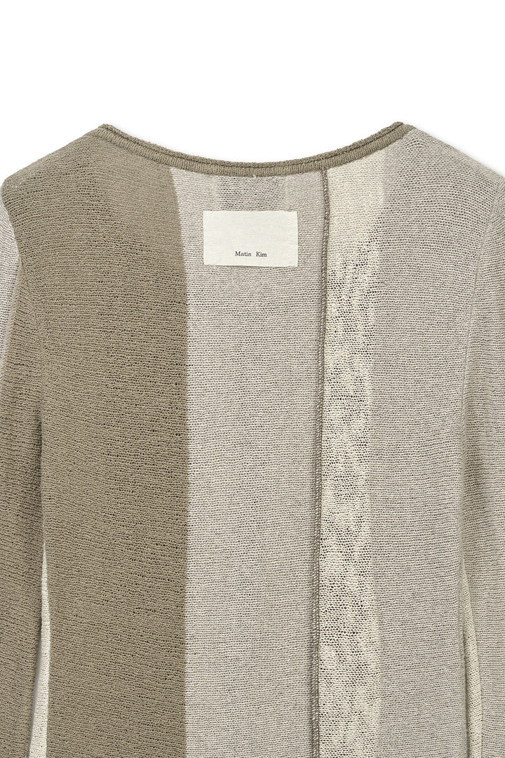 Matin Kim Color Block Slim Knit Cardigan — Beige