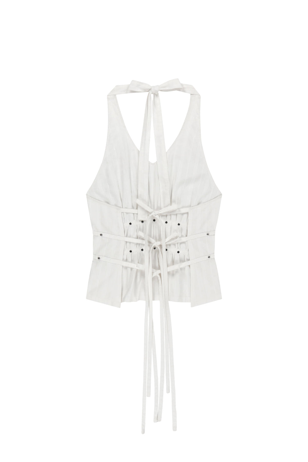 Matin Kim Halter Neck Shirring Blouse — White