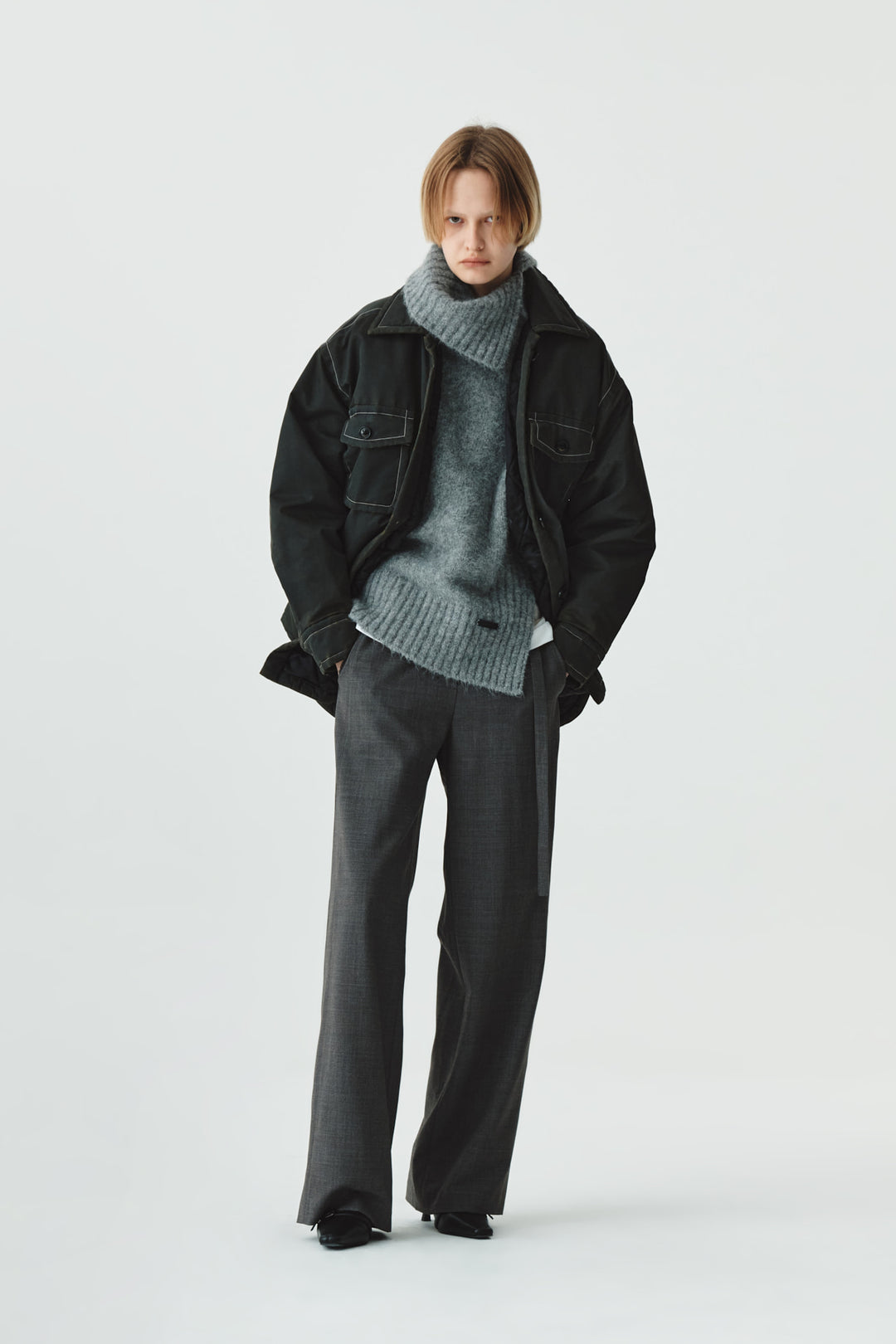KIMMATIN Pocket Point Padded Shirt Jumper — Brown