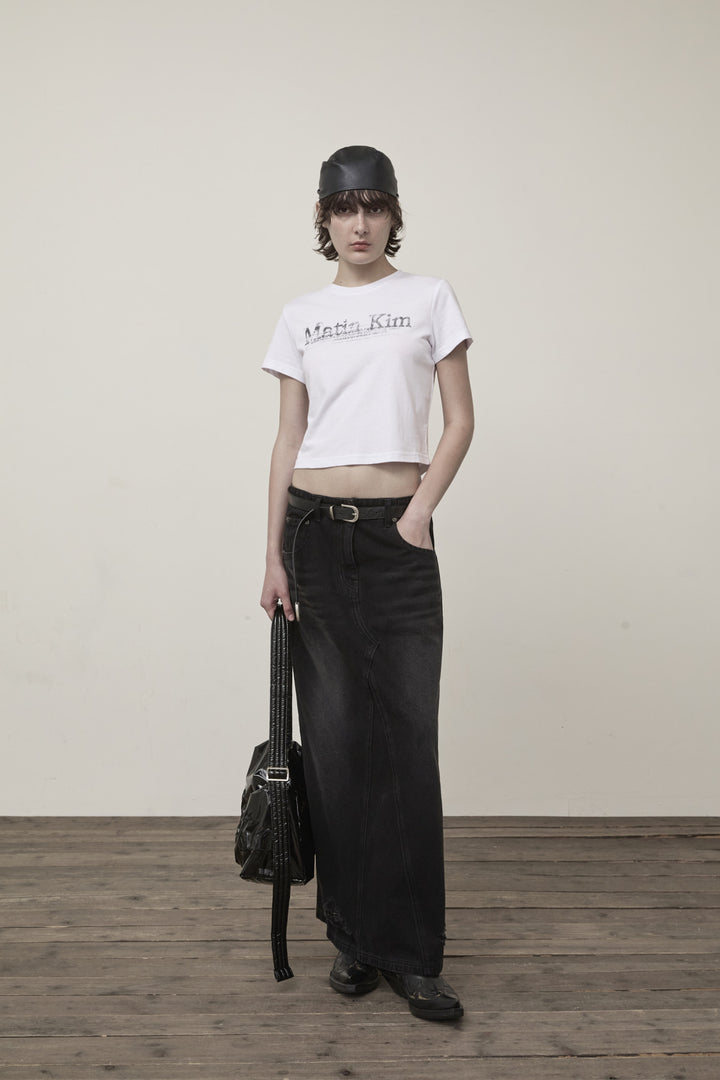 Matin Kim Stamp Logo Graphic Crop Top — White
