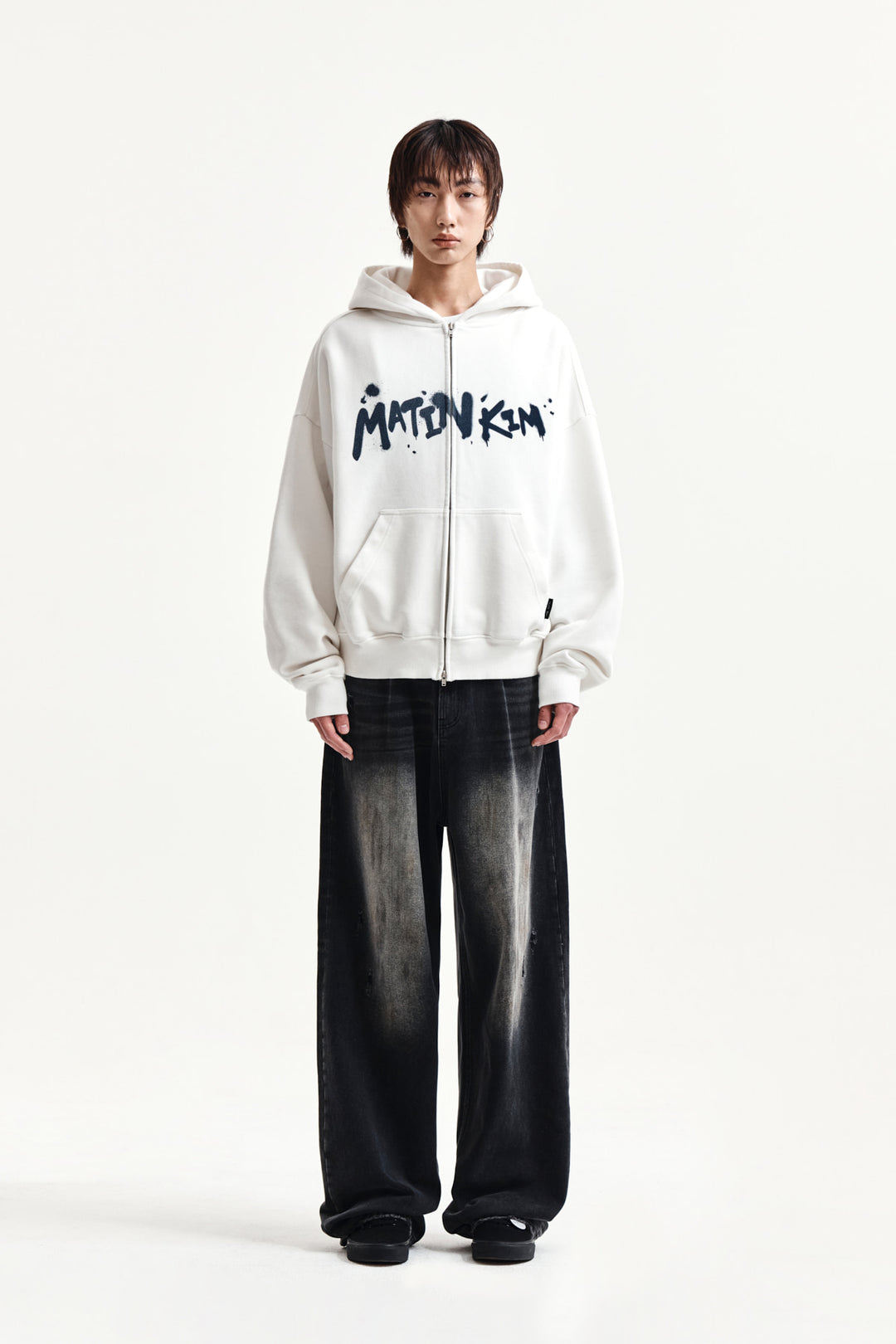 Matin Kim Vintage Dirty Washed Denim Pants — Black