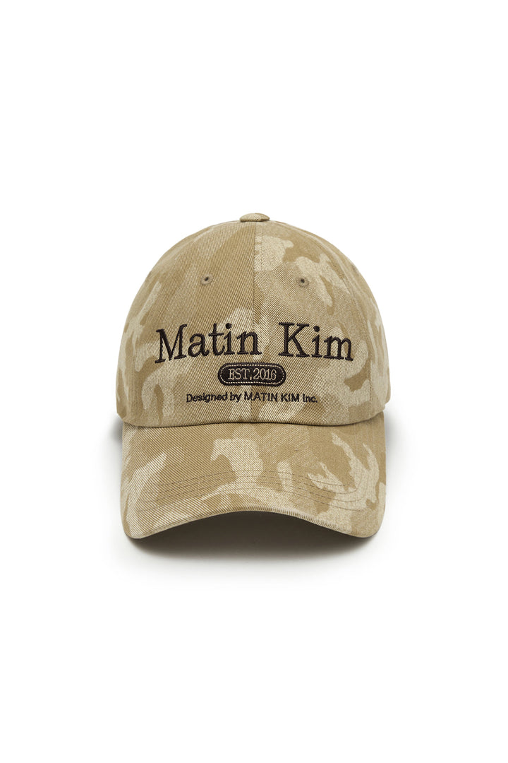 Matin Kim Camouflage Logo Ball Cap — Beige