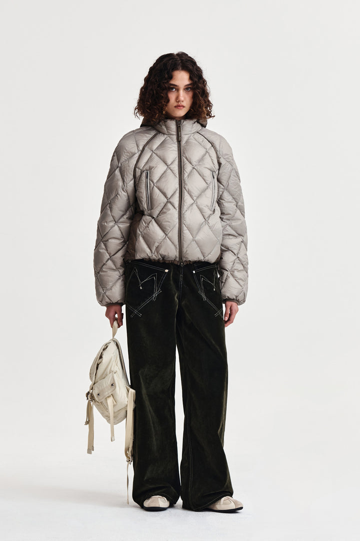 Matin Kim Quilting Hoody Lightweight Jumper — Beige