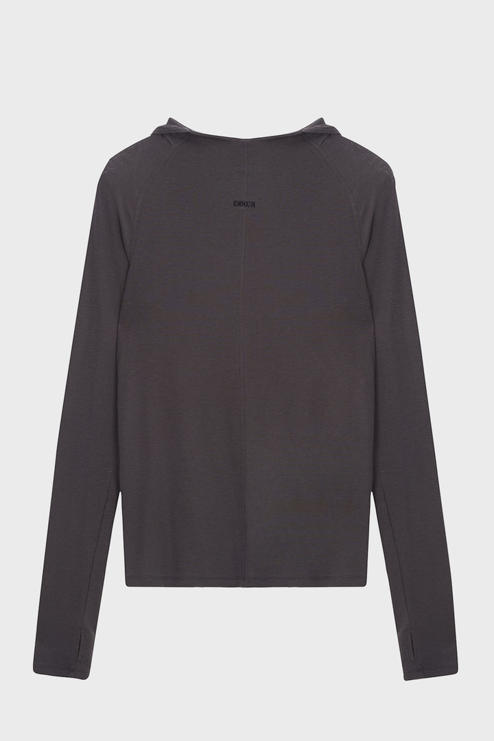 KIMMATIN Slim Hoody Jersey Top — Charcoal