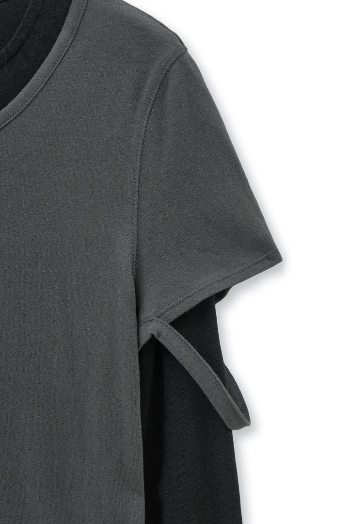 Matin Kim Layered Point Slim Top — Charcoal