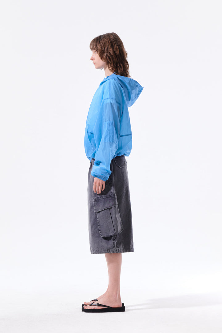 Matin Kim Back Logo Hoody Windbreaker — Blue