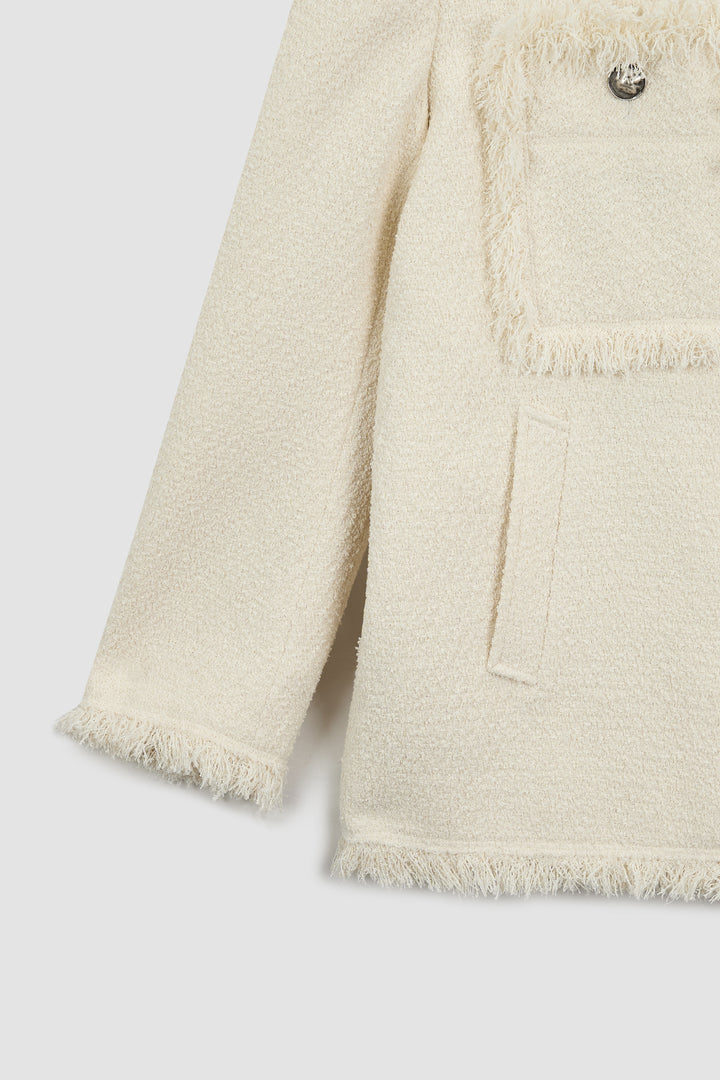 KIMMATIN Patch Pocket Tweed Jacket — Ivory