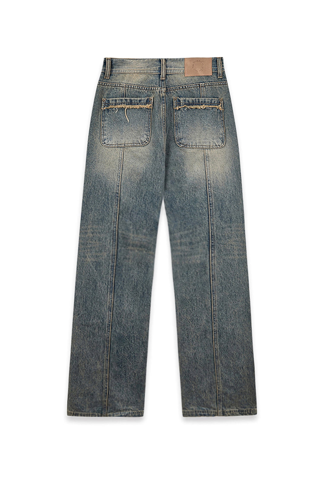 Matin Kim Semi Boots Cut Washed Denim — Blue