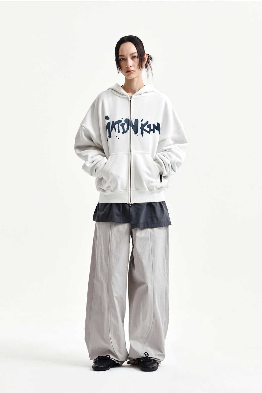 Matin Kim Graffiti Logo Zip Hoodie — White