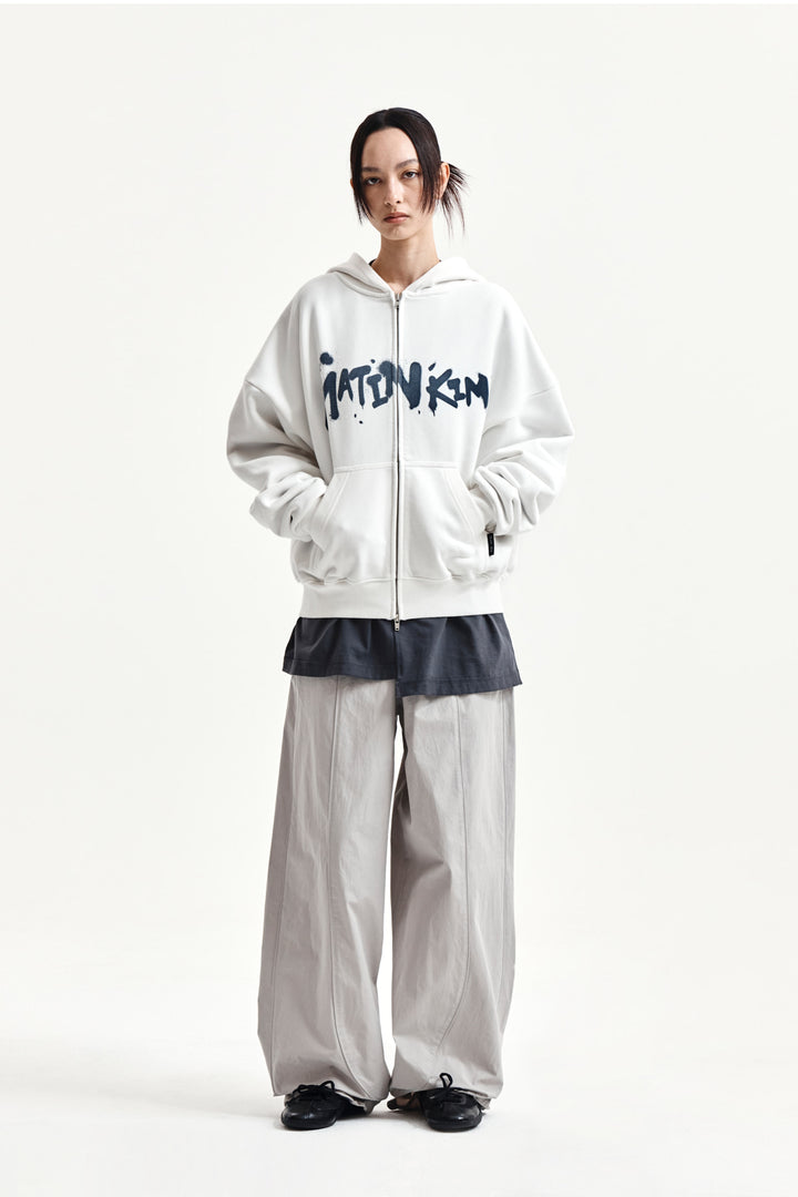 Matin Kim Graffiti Logo Zip Hoodie — White