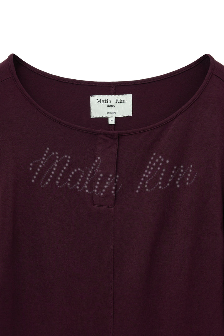 Matin Kim Henley Neck Shirring Top — Burgundy