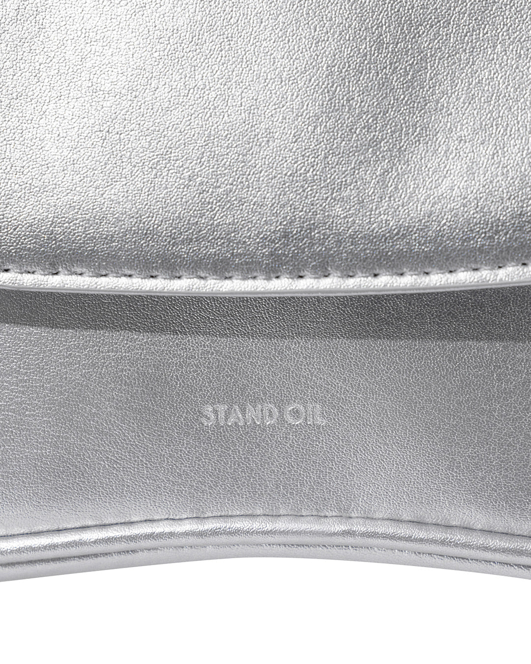 Stand Oil Cookie Bag — Glossy Shoulder Crossbody — Silver