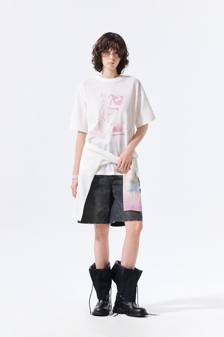 Matin Kim Portrait Graffiti Logo Top — White