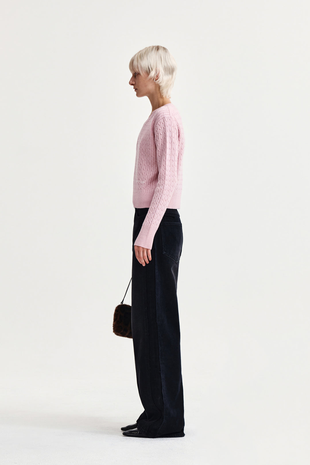 Matin Kim Shiny Cable Pullover — Pink