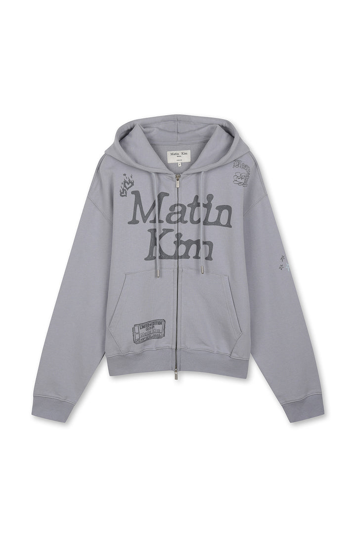 Matin Kim Graffiti Artwork Zip Hoody — Smoke — Blue