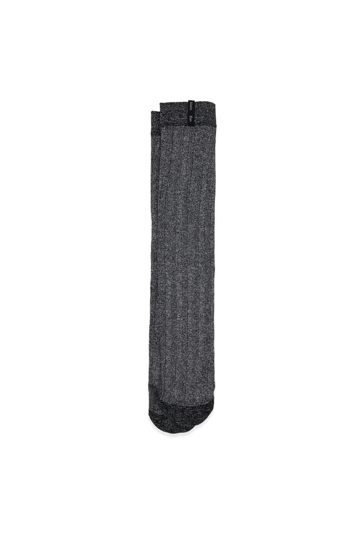 Matin Kim Metal Ribbed Stocking Socks — Charcoal