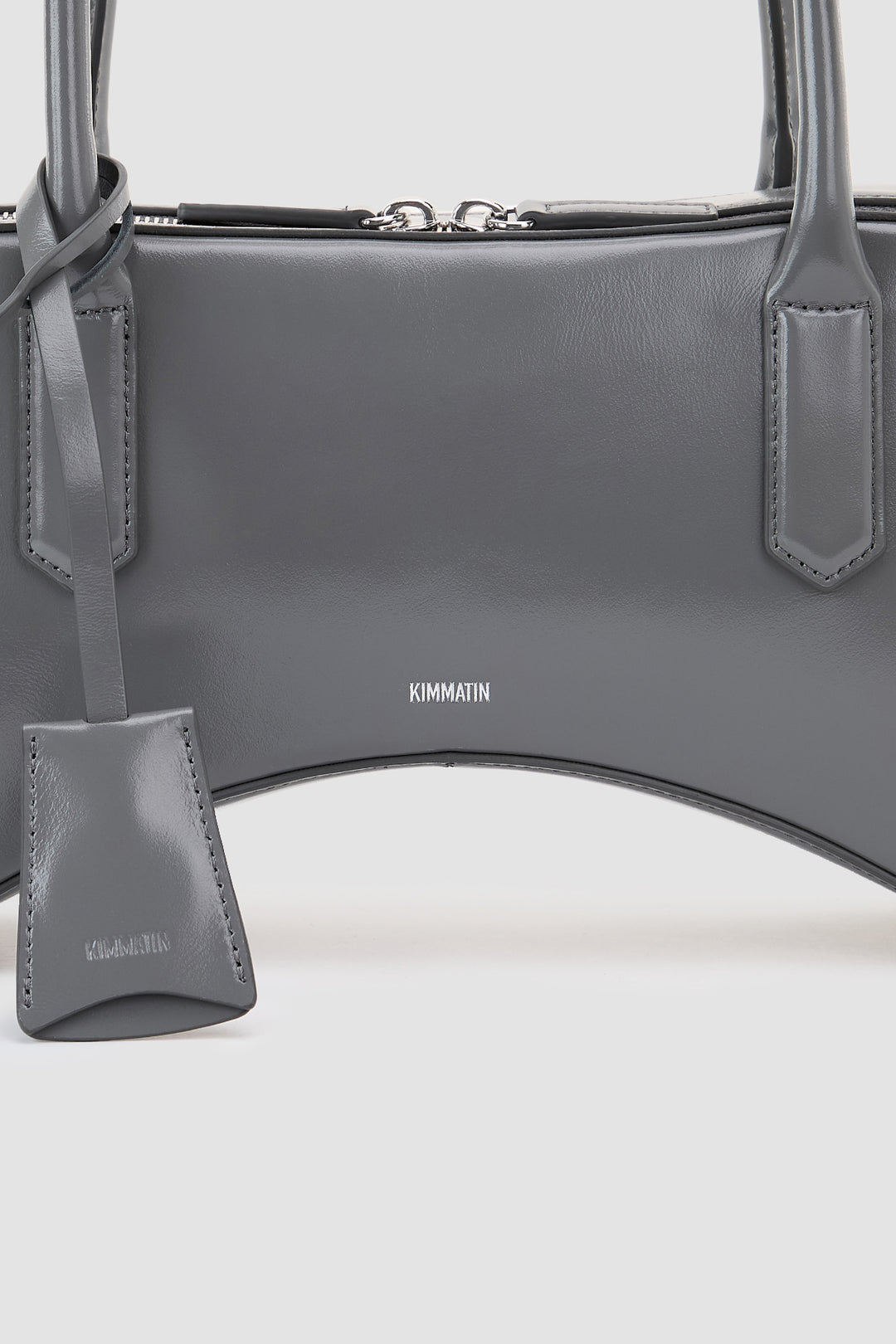 KIMMATIN Arch Shape Leather Bowling Bag — Gray