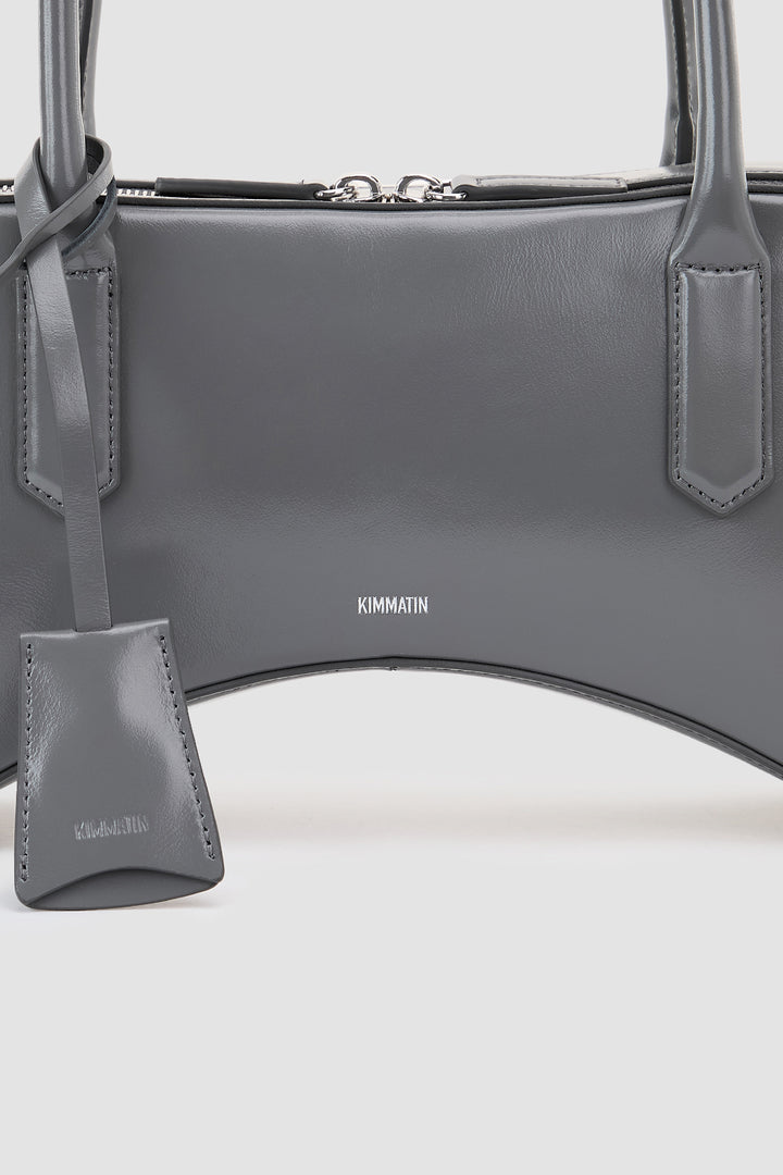 KIMMATIN Arch Shape Leather Bowling Bag — Gray