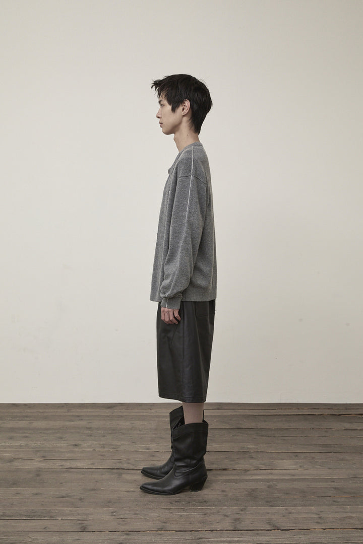 Matin Kim Cashmere Blended Round Knit Cardigan — Gray