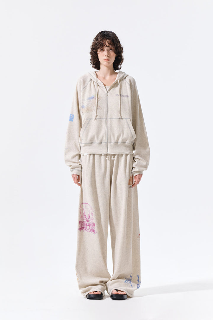 Matin Kim Sketch Graffiti Waffle Pants Light — Beige