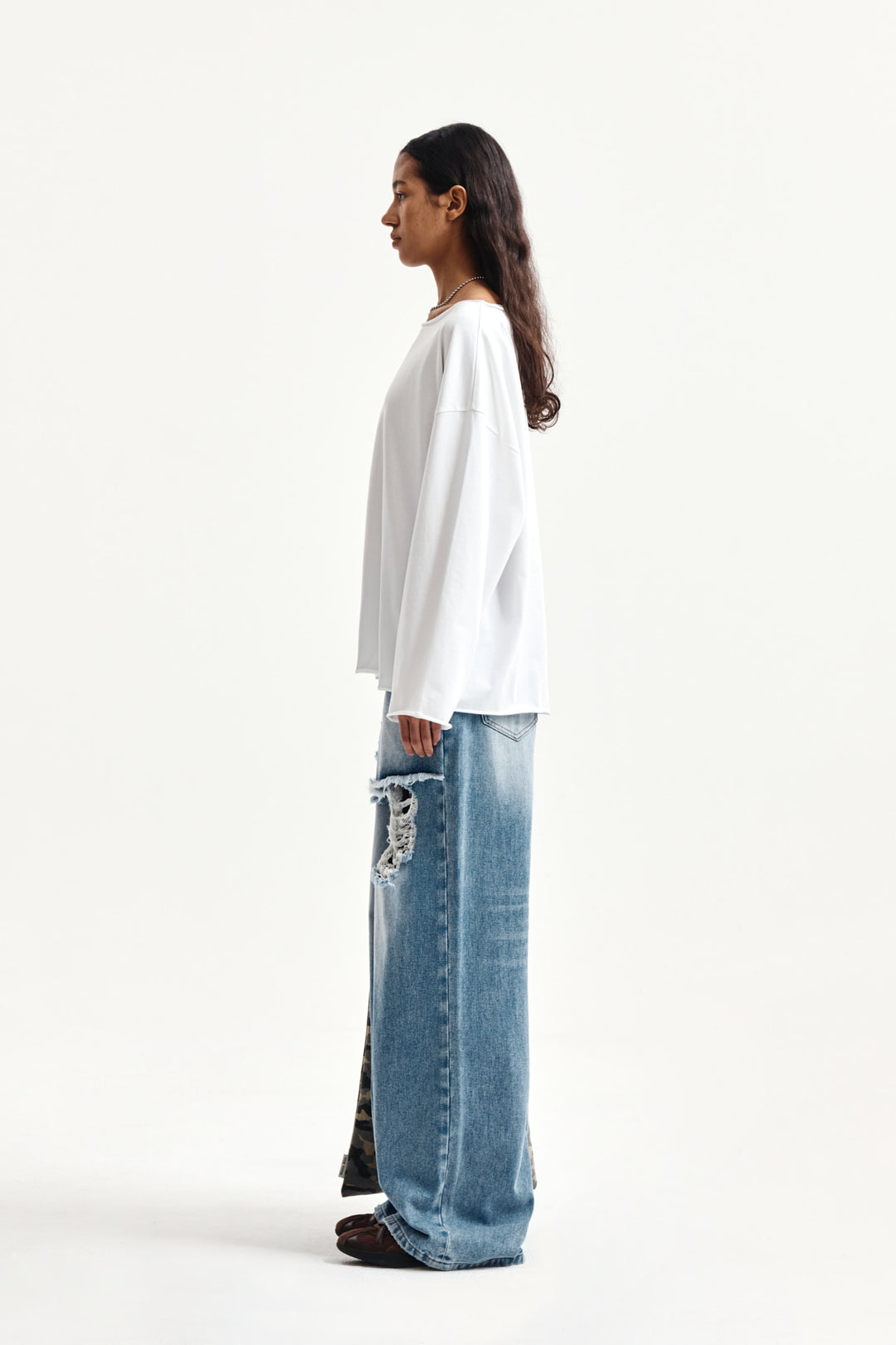 Matin Kim Raw Hem Boat Neck Top — White