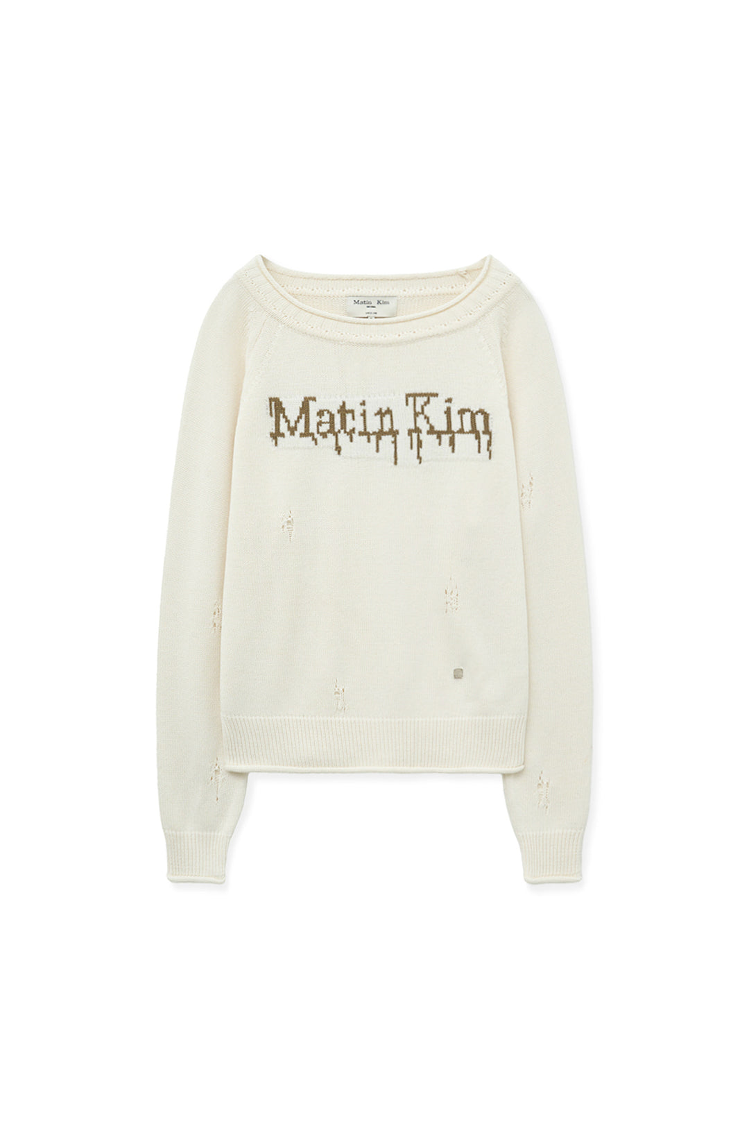 Matin Kim Two Way Off Shoulder Damage Pullover — Ivory