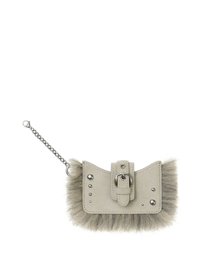 Stand Oil Stud Fur Keyring — Beige