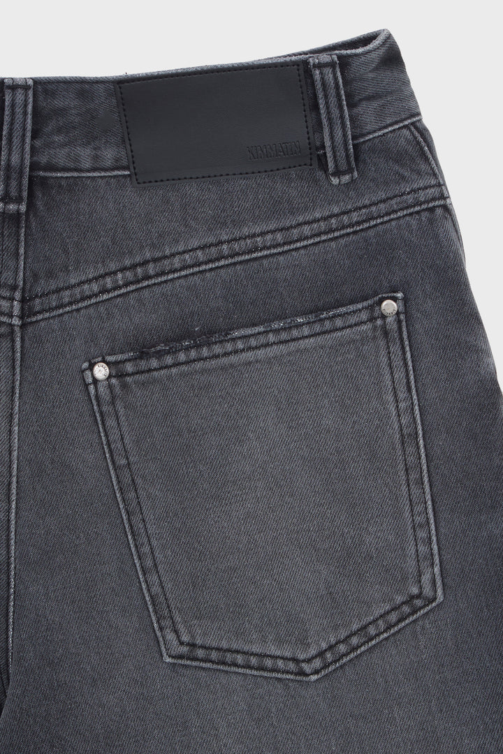 KIMMATIN Contrast Bermuda Denim in Dark — Gray