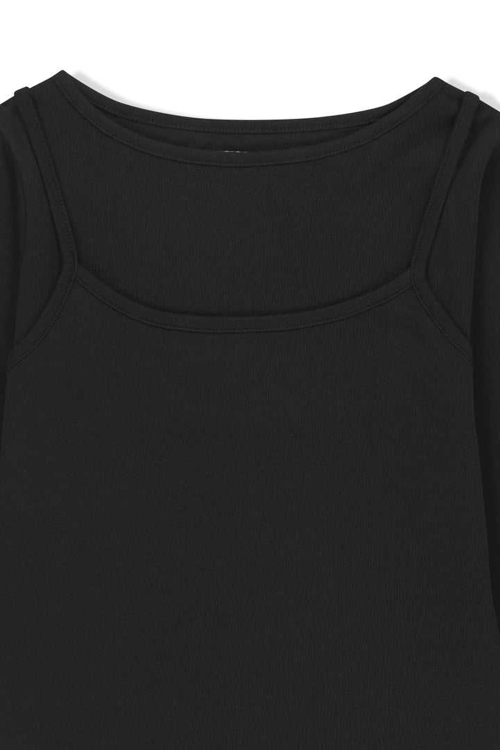 Matin Kim 3/4 Sleeve Layered Tank Top — Black